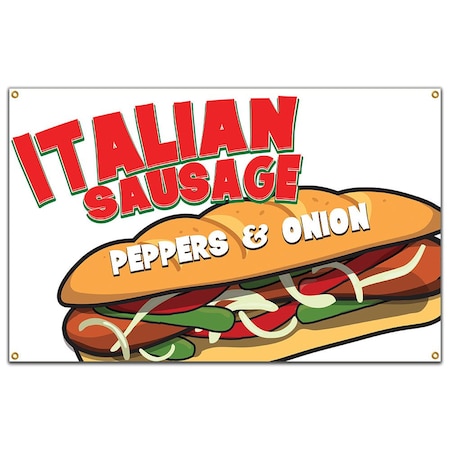 Signmission Italian Sausage Banner Concession Stand Food Truck Single Sided B-Italian Sausage19